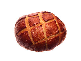 Image showing Traditional homemade round bread isolated on a white background