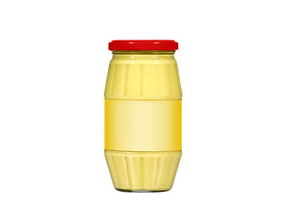 Image showing Glass jar of mustard