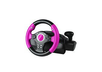 Image showing Computer steering wheel. Isolated on white.