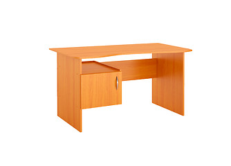 Image showing Wooden computer table isolated on white, with clipping path