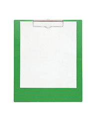 Image showing white blank papper with  pin isolated on white background