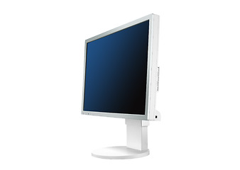 Image showing white monitor on white with reflection displaying blue