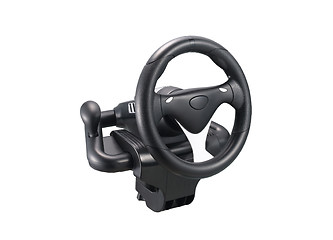 Image showing Computer steering wheel isolated on white background