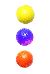 Image showing three colour golf balls