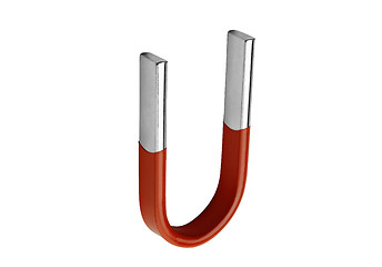 Image showing A horseshoe magnet over a white background