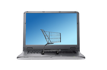 Image showing Shopping Cart and Computer keyboard, concept of online shopping