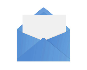Image showing Blank note in a blue envelope isolated on white