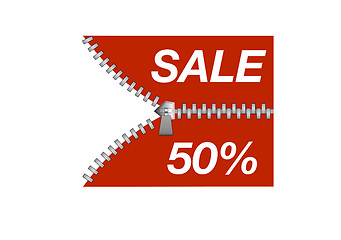 Image showing Zipper revealing a discount for sale purposes