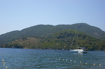 Image showing Yacht at anchor