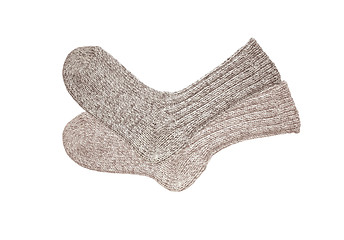 Image showing woollen socks pair isolated on white background