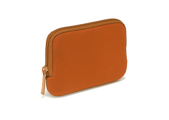 Image showing Orange bag with white for laptop  isolated on white background