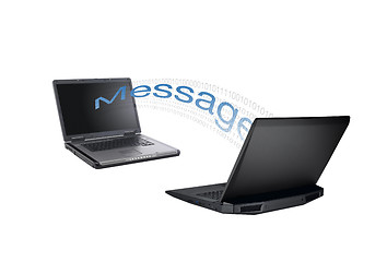 Image showing two laptops sending messages to each other