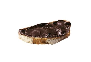 Image showing slice of bread with choco paste isolated