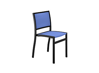 Image showing A simple blue wood chair isolated on white shot