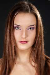 Image showing portrait of beautiful girl with red lips