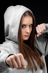 Image showing Beautiful brown haired Fighter Girl