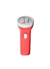 Image showing red aluminum flashlight isolated on white