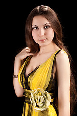 Image showing portrait of beautiful girl in yellow dress