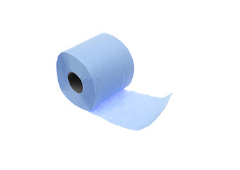 Image showing blue toilet paper on white background