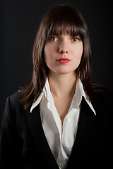 Image showing Brunette atractive girl , portrait close up studio isolated shot