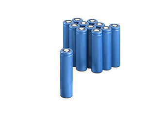 Image showing blue AA batteries. isolated over white background