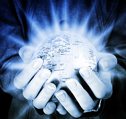 Image showing Globe in a girl's hands