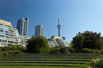 Image showing CN Tower seen from the Music Garden.