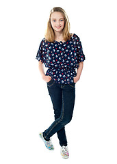 Image showing Trendy casual young girl posing in style