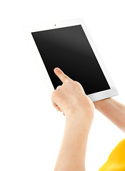 Image showing Boys finger on electronic digital frame