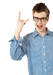 Image showing Boy with a trendy YO gesture