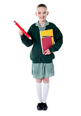 Image showing Full length portrait of blonde school girl