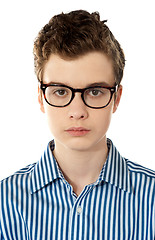 Image showing Closeup of a boy wearing glasses