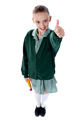 Image showing Attractive kid showing thumbs up