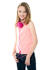 Image showing Stylish trendy girl with headphones