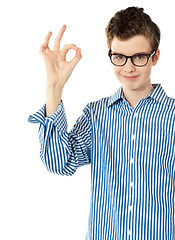 Image showing Handsome boy gesturing excellence sign