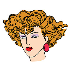 Image showing Hand-drawn fashion model. Vector illustration. Woman's face