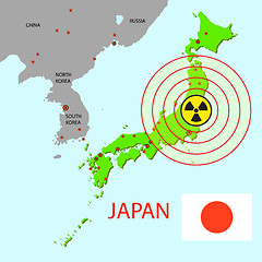 Image showing Japan map with danger on an atomic power station