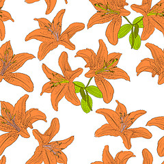Image showing Seamless  background with flower lily. 