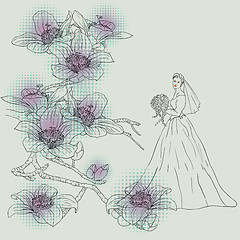 Image showing  brides girls  on a floral background