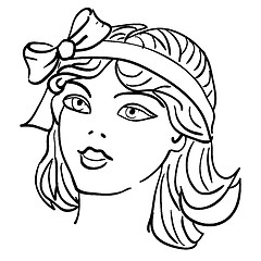 Image showing Hand-drawn fashion model. Vector illustration. Woman's face