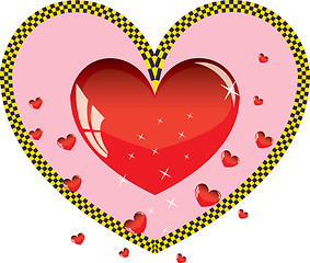 Image showing Valentines ornament with red love heart taxi vector illustration
