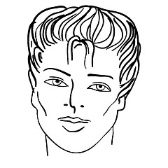 Image showing Hand-drawn fashion model. Vector illustration. Man face