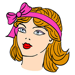 Image showing Hand-drawn fashion model. Vector illustration. Woman's face