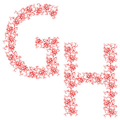Image showing Hand drawing ornamental alphabet. Letter GH