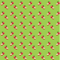 Image showing Seamless pattern with apples on the green background.(can be rep