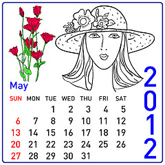 Image showing 2012 year calendar in vector. May.