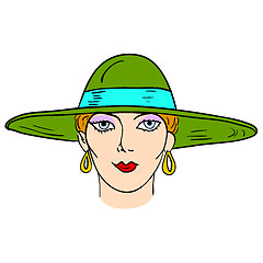 Image showing Hand-drawn fashion model. Vector illustration. Woman's face