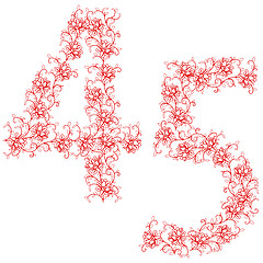 Image showing Hand drawing ornamental alphabet. Letter 45