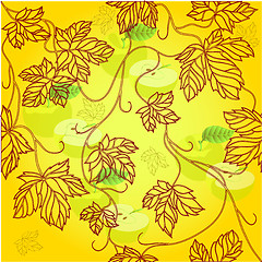 Image showing Seamless Wallpaper with floral ornament with leafs and apple