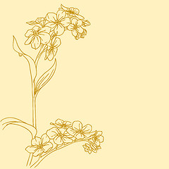 Image showing Beautiful flowers  on a white background drawn by hand